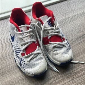 Nike White and Red Sneakers with Ventilated Design